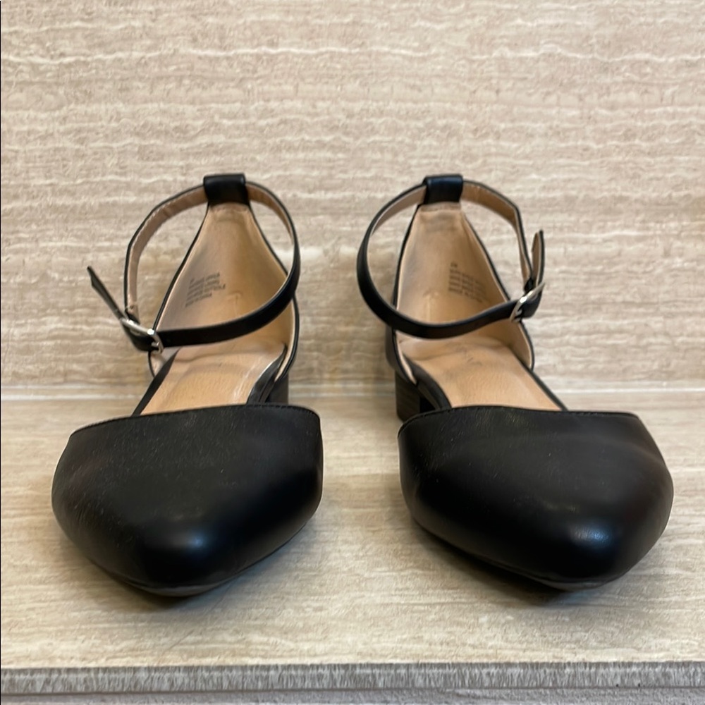 LANE BRYANT UEC Women’s Size 9W Elegant Black Ankle Strap Flats Buckle - Picture 3 of 10